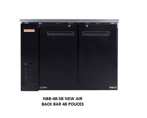 Back bar 48 pouces, 2 portes pleines NBB-48-SB New Air frigidaire à bières 2 portes pleines