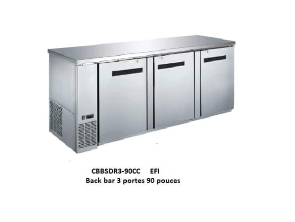 Back bar réfrigérateur de bar 90 pouces 3 portes CBBSDR3-90CC EFI réfrigérateur à bières tout en acier inox