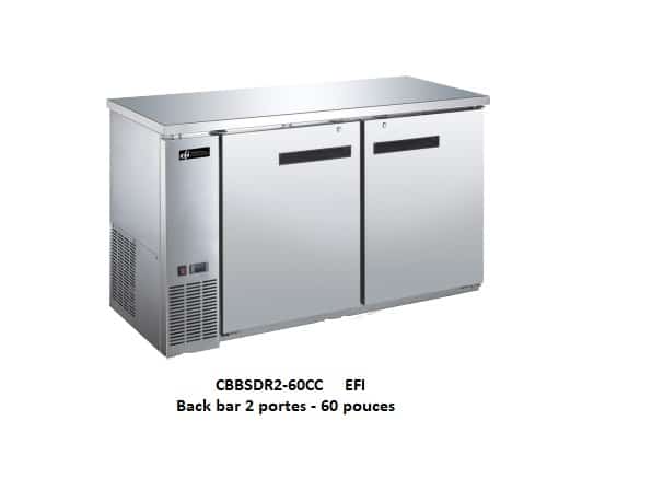 Réfrigérateur de bar tout en acier inox 60 pouces CBBSDR2-60CC EFI , back bar 60 pouces peu profond acier inoxydable
