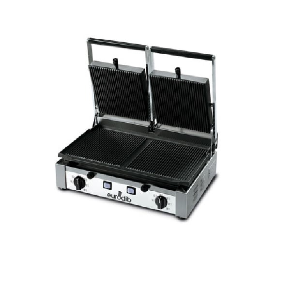 panini grill presse panini double rainurés à usage commercial PDR3000 Eurodib presse panini professionnel 208 240 volts 1 phase prise Nema 6-20P