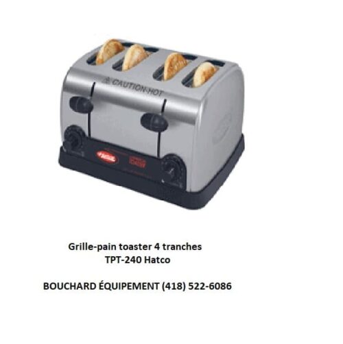Grille-pain toaster 4 tranches usage commercialTPT-240 Hatco toaster 4 tranches à clenche fonctionne sur le 240 Volts idéal pour casse-croute et restaurant toaster pour bagel, muffin anglas, pain ménages et club sandwich