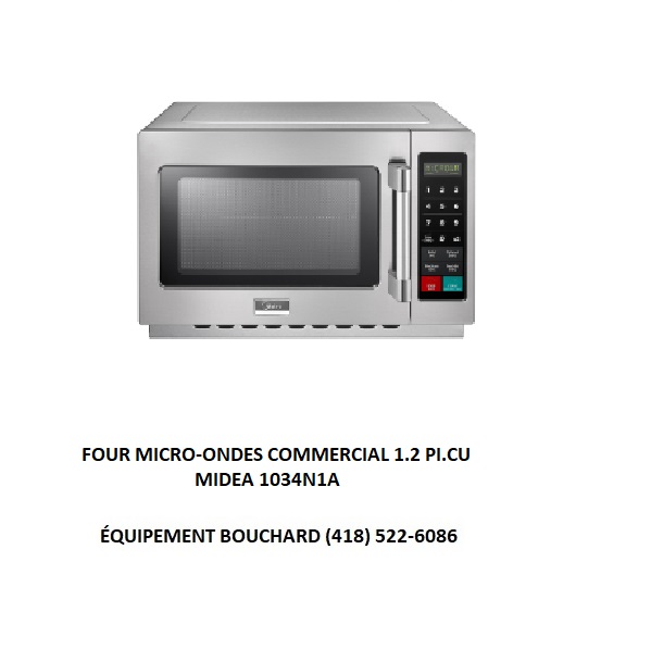 Four micro-ondes Midea 1034N1A 1.2 pi.cu 120 volts idéal pour cuisine professionnelle, restaurant. bistro café, cafétéria ou salle d'employés