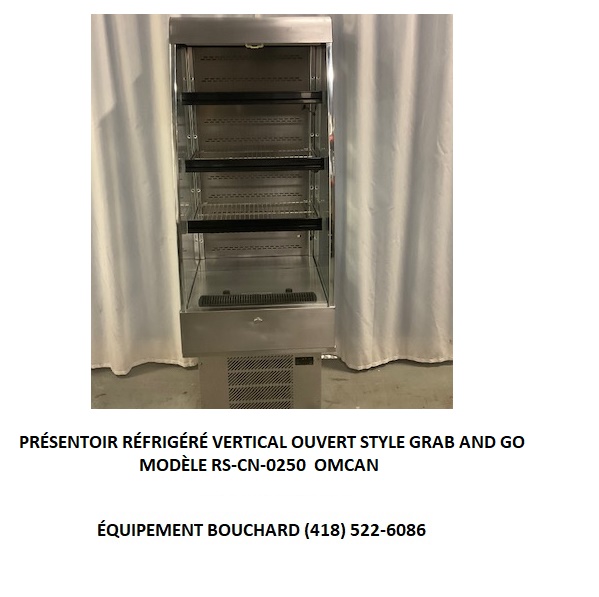 Présentoir réfrigéré vertical ouvert Omcan 25285 modèle RS-CN-0250 style Grab and Go pour apporter breuvage dépanneur ou commerce de détail