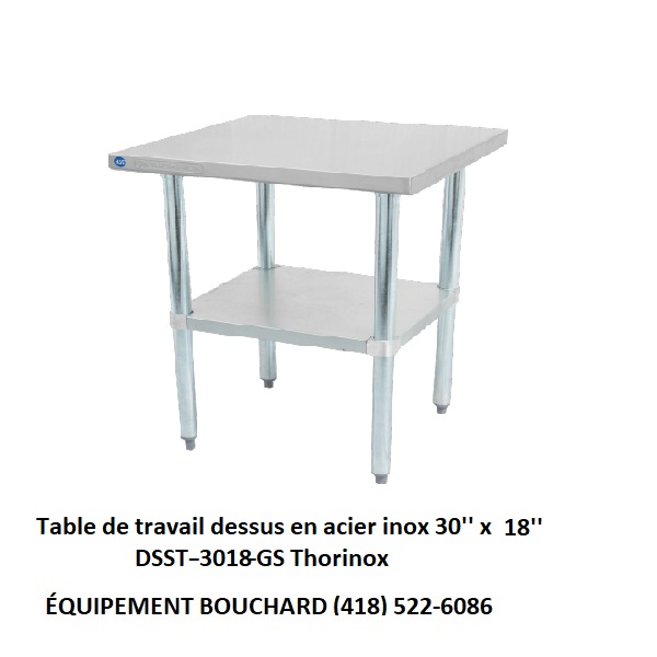 Table travail acier inox 18 pouces DSST-3018-GS Thorinox pour restaurant