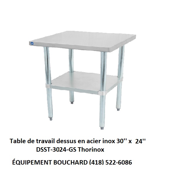 Table acier inox ou inoxydable 24 pouces 2 pieds DSST-3024-GS Thorinox pour restaurant