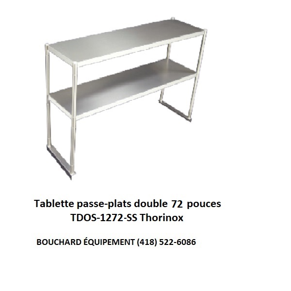 Tablette passe-plat double 12 pouces x 72 pouces Thorinox TDOS-1272-SS idéal pour restaurant et table de travail 72 pouces