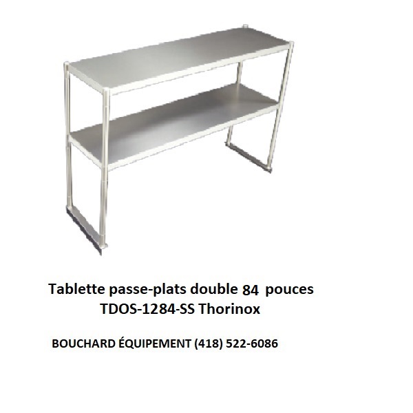 Tablette passe-plat double 84 pouces de largeur TDOS-1284-SS Thorinox idéal pour efficacité en cuisine de restaurant ou casse-croute
