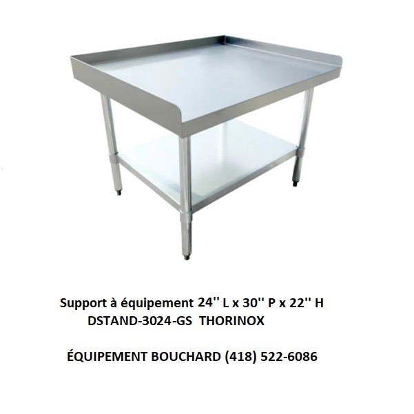 Support à équipement en acier inox 24 pouces de largeur par 30 pouces de profondeur en acier inox DSTAND-3024-GS Thorinox idéal pour plaque à frire